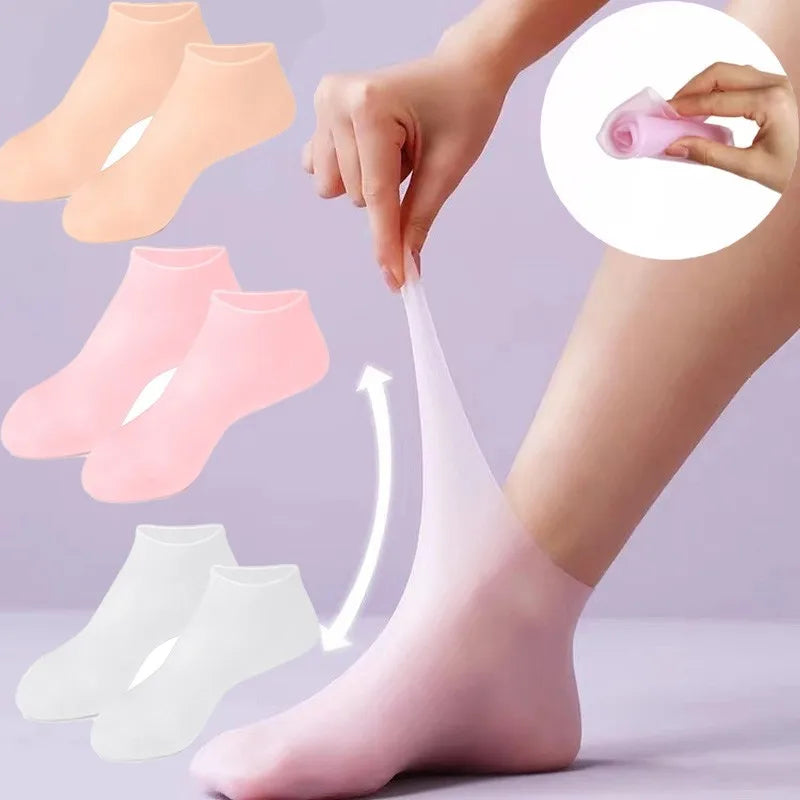 1pai Silicone Foot Care Socks Anti Cracking Moisturizing Gel Socks Cracked Dead Skin Remove Protector Pain Relief Pedicure Tools