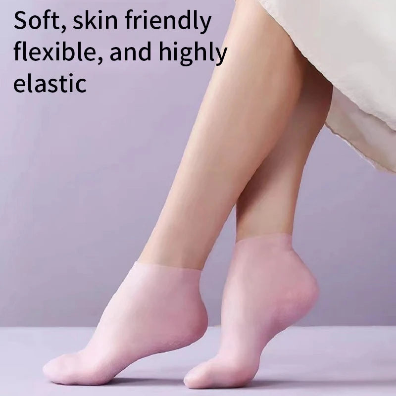 1pai Silicone Foot Care Socks Anti Cracking Moisturizing Gel Socks Cracked Dead Skin Remove Protector Pain Relief Pedicure Tools