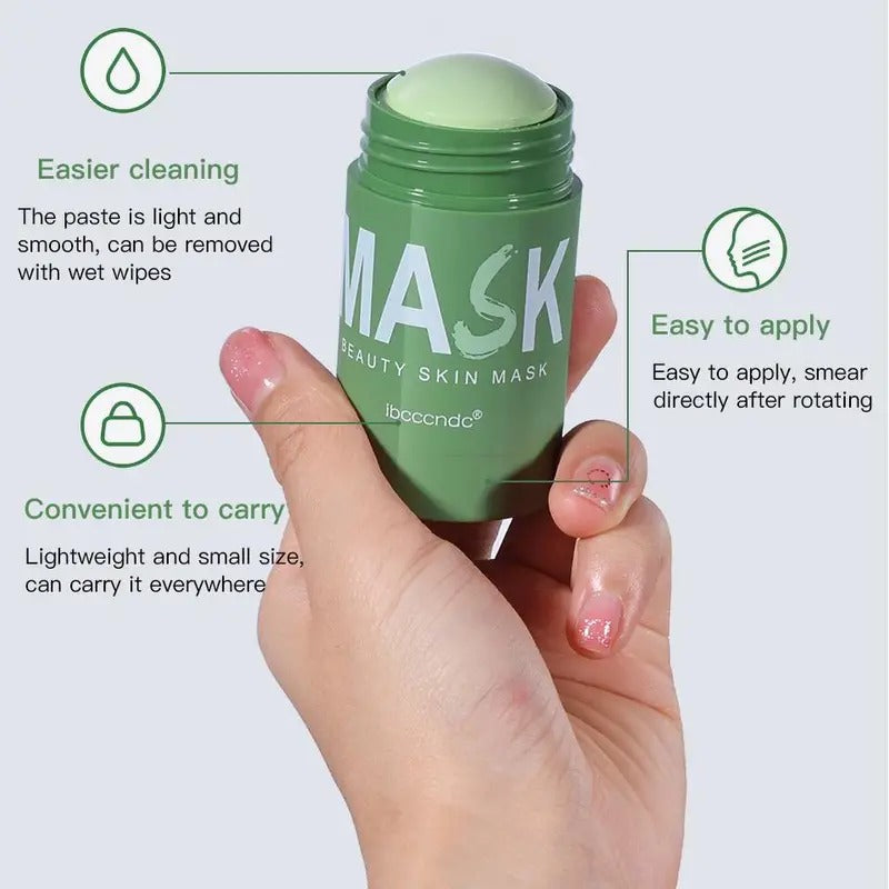 Máscara de lama de chá verde para rosto - Limpeza suave, controle de óleo, cobertura de acne, cravos e hidratação - adequada para todos os tipos de pele